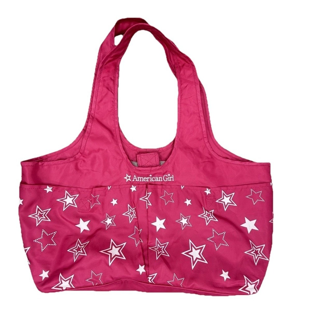 American Girl Tote‎ Bag Pink Star Foldable Reusable Shopping Lightweight Pockets